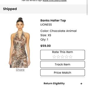 REVOLVE Chocolate Animal Print Halter Top NWT
